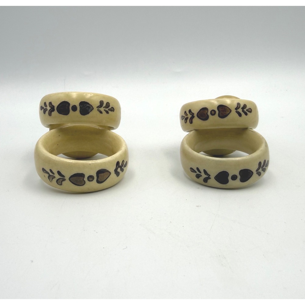 Vintage Pfaltzgraff Village Napkin Rings Set of 4 Hearts Cottagecore Grandmacore